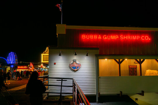 USA, California, Los Angeles, Santa Monica - 16 Sep 2024 - Santa Monica Pier by Night - the most iconic places on the boardwalk