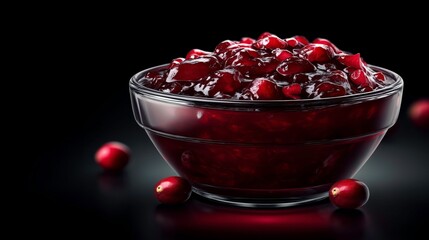 Bowl of Fresh Cranberry Sauce – Classic Thanksgiving Condiment for Seasonal Recipes and Food Advertisements