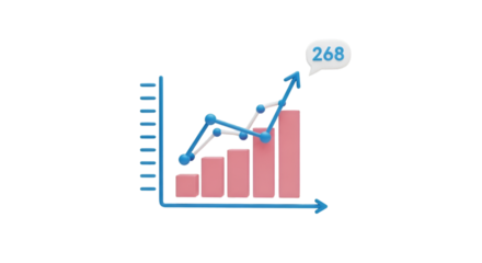 3D Bar Chart with Upward Trend and Notification Bubble