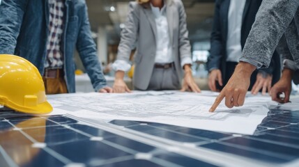 team reviewing solar energy plans
