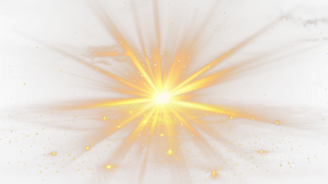 A vibrant pattern of flickering light rays glows brightly against a transparent background, illustrating the energy of a star