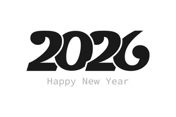 Minimalist Happy New Year 2026 Number logo. 2026 logo vector