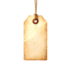 Vintage blank price tag isolated on transparent background
