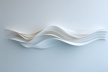 Obraz premium A smooth, flowing design of layered white paper waves against a pale background creates a sense of serenity and quiet elegance.