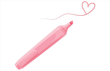 Vector art of a pink highlighter drawing a heart, , symbolizes love and creativity, perfect for adding a touch of warmth to any design or message