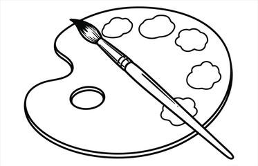 Vector art of continuous line drawing of art palette with paints and brush creative design concept, artistic equipment, painting tools, art supplies, hobby