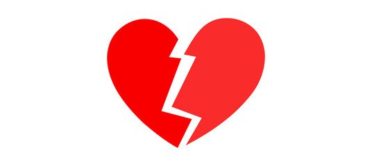 broken heart heartbreak sadness loss and emotional pain isolated 