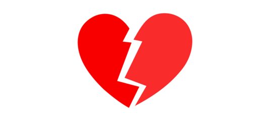 broken heart heartbreak sadness loss and emotional pain isolated 