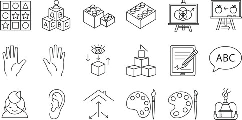 Educational Icons Learning, Creativity, and Early Childhood Development Symbols