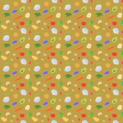 Seamless pattern with vegetable elements, healthy food, healthy life