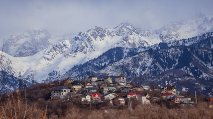 mountain landscape with snow
