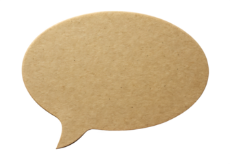 Empty oval speech bubble with speckled brown paper texture talk bubble chat bubble isolated on a transparent background