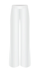 White flared loose pants. vector