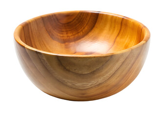Empty Wooden Salad Bowl with Natural Wood Grain Texture wooden bowl kitchenware isolated on a transparent background