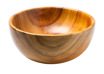 Empty Wooden Salad Bowl with Natural Wood Grain Texture wooden bowl kitchenware isolated on a transparent background