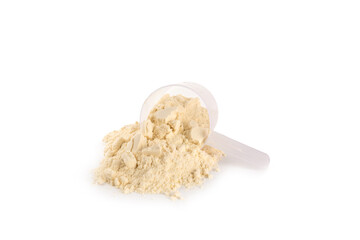 Protein powder.protein shake isolated on white background.Shaker bottle with protein.Food...