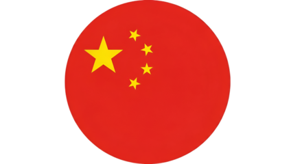 Flag of China in a Circle on Black Background