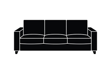 Simple black silhouette of a three seater sofa