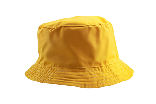 Yellow bucket hat isolated on transparent background