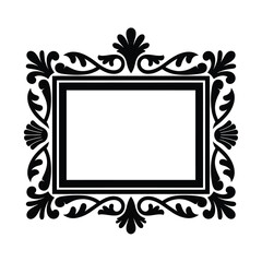 Ornate black decorative rectangular frame with flourishes