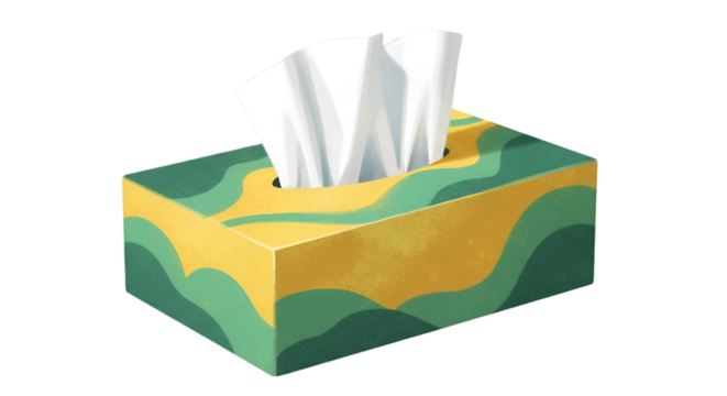 Illustrated Tissue Box with White Tissues