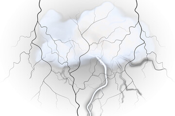 Fototapeta premium Illustration of a lightning strike with cloud isolated on transparent background