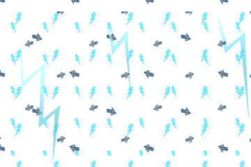 Blue lightning bolts and cars pattern isolated on white background design