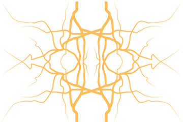 Abstract orange lightning bolt pattern isolated on transparent background design