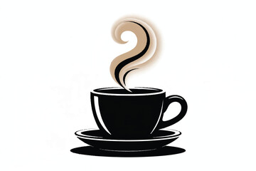 Coffee Cup Steaming Silhouette Vector — High-Quality Black Icon
