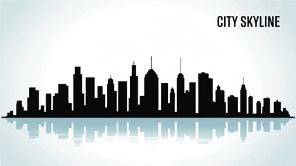 City Skyline Silhouette Vector — High-Quality Black Icon