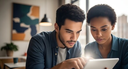 Two Diverse Young People Enjoying Coffee Together in a Cozy Cafe