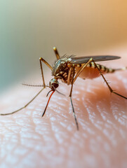 Fototapeta premium Mosquito Biting Human Skin