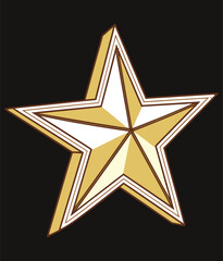Obraz premium Premium Glossy Gold Star VectorGolden Star Artwork, Symmetrical Five Point Star Vector, Metallic Glossy Golden Star Icon, Elegant Star Vector for Awards