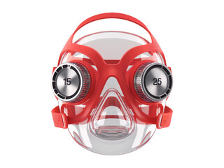 Red full face mask isolated on transparent background