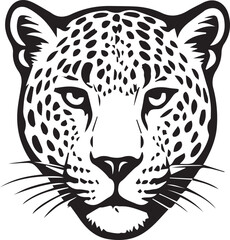 Black and White Leopard Illustration – Hand Drawn Wild Animal Vector Art