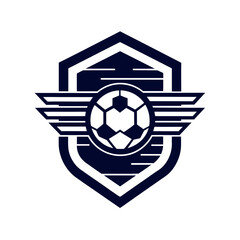 futuristic football badge holographic soccer logo icon vector art illustration.