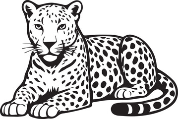 Black and White Leopard Illustration – Hand Drawn Wild Animal Vector Art