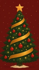 Festive Christmas tree illustration.