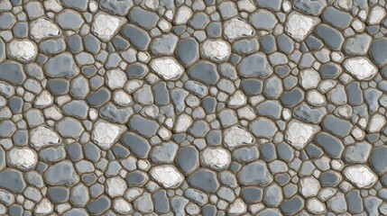 Gray stones pebbles seamless pattern. Coastal rocks background. Graphic design. AI artwork digital illustration.	