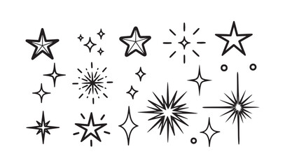 Hand Drawn Stars & Sparkles Vector Set