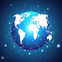 Naklejka premium Global network on earth from space, world finance.created with the help of artificial intelligence.