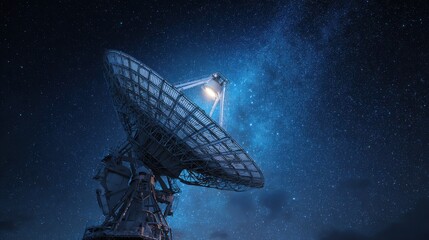 radio telescope under starry sky