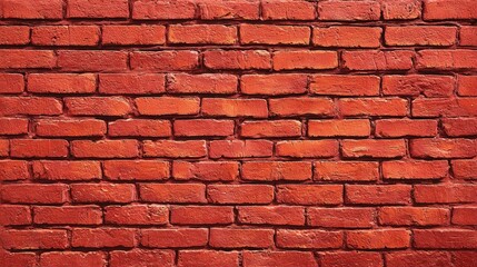 Fototapeta premium The rustic red brick wall displays a mix of textures and shades, showcasing the unique character of each brick, creating a warm and inviting atmosphere.