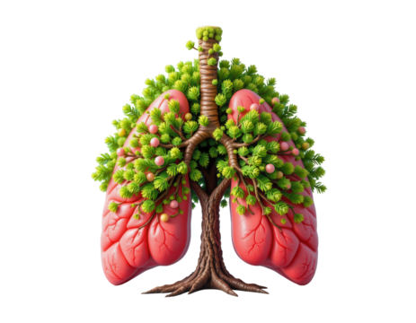 Lungs Transformed into Tree Symbolizing Breath and Nature Connection
