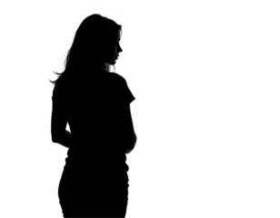 Silhouette of Woman With Long Hair Against a Transparent background
