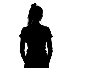 Silhouette of a Woman in a Relaxed Pose Against a Transparent background