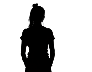 Silhouette of a Woman in a Relaxed Pose Against a Transparent background