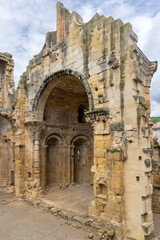 Ruins of the Benedictine Abbey of Saint Andre in Alet les Bains, France, showing its octagonal dome and bell tower