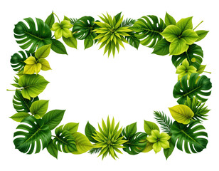Fototapeta premium Vibrant Green Leaves Frame for Nature-Themed Designs and Backgrounds