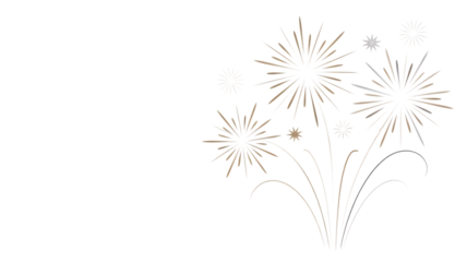Golden fireworks isolated on transparent background